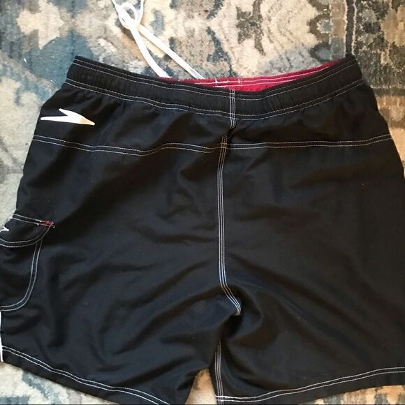 Speedo Mens Swimsuit Board Shorts size XL Black Elastic Drawstring Pockets - Picture 3 of 5